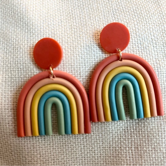 Fun rainbow acrylic Earrings - Picture 2 of 3